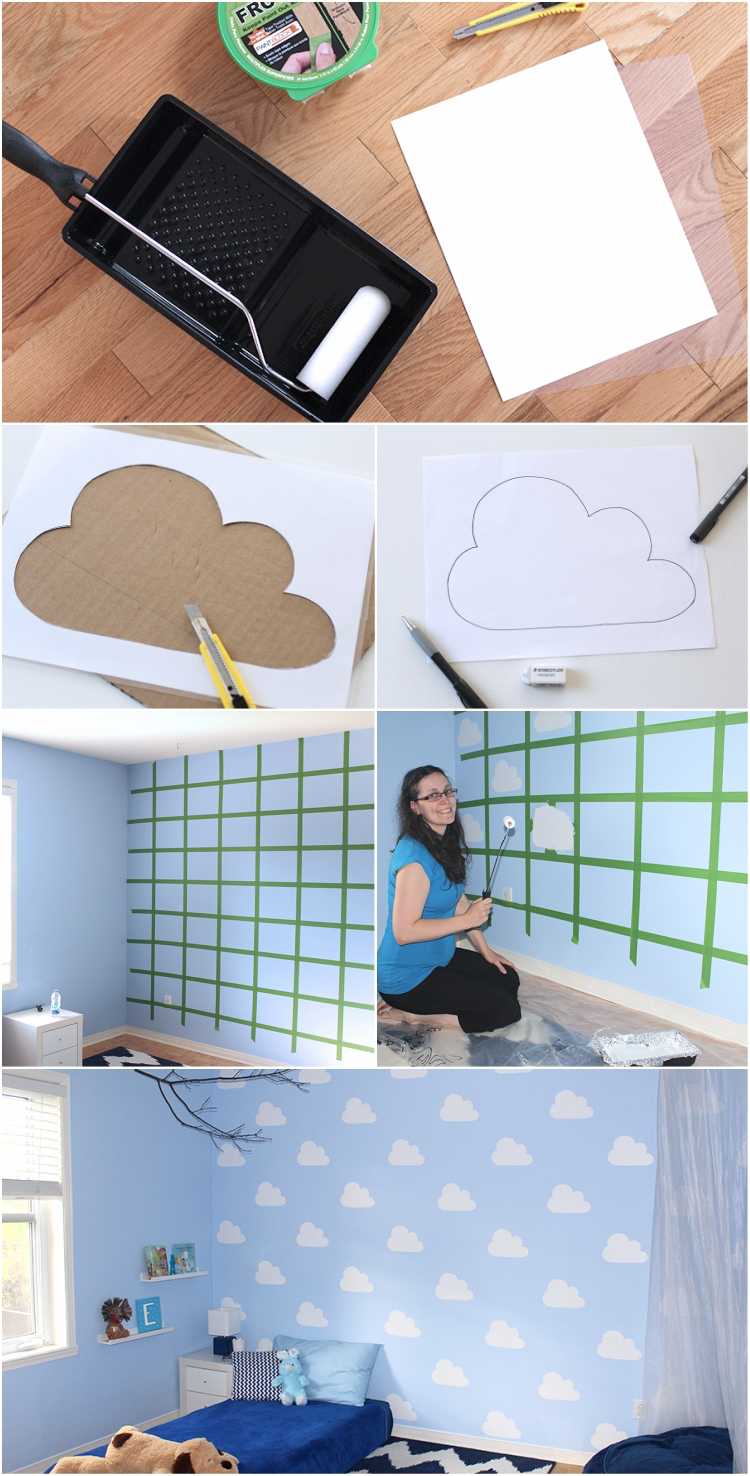 mraky detská izba detská izba stena vzor farba rovnaká urobiť návod