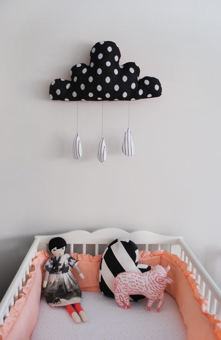 mraky detská izba detská izba tkanina čiernobiely škandinávsky dizajn