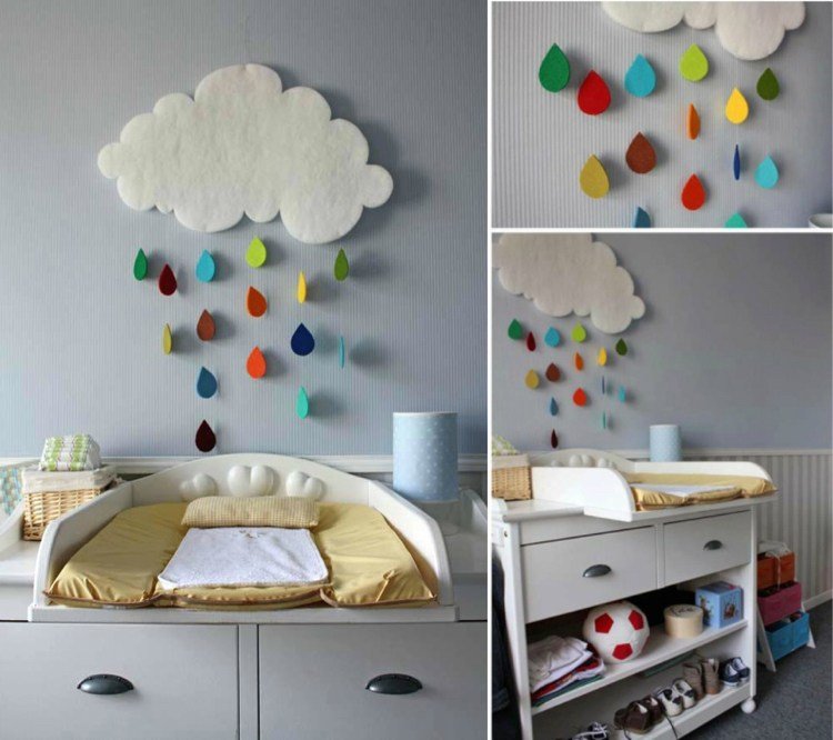 mraky detská izba detská izba dekorácia steny farebný filc