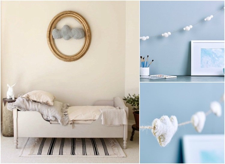 mraky detská izba detská izba vlna prírodné materiály kreatívna dekorácia na stenu