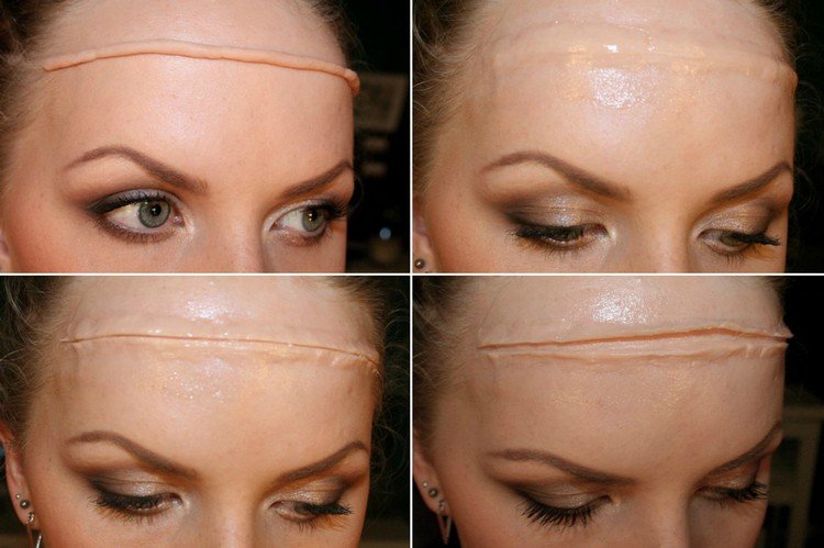 Urobte si na Halloween škrty rany-make-up-čelo-efekt-vosk-roll-aplikovať-strih-make