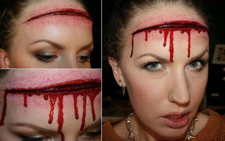 Doplňte krvácajúci strih rany-líčenie-strihy-návod-beh-falošná-krv-priložiť