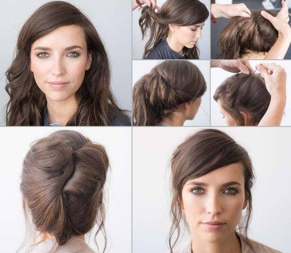 Francúzsky topknot vyrobený z dlhých vlasov bohémsky-účes-vrkoč-nápady-dlhé vlasy