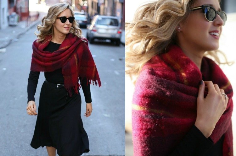 červená šatka z mäkkej vlny na ramenách vás zahreje xxl-šatka-červená-ramienko-kravata-vlna-kár