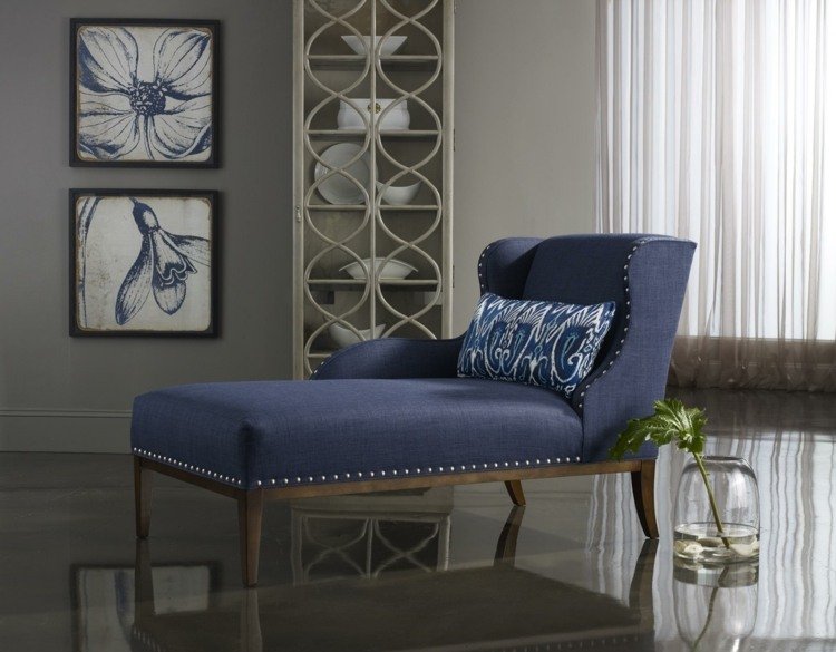 Kreslo XXL klasické zamatové čalúnenie tmavomodrá dlažba