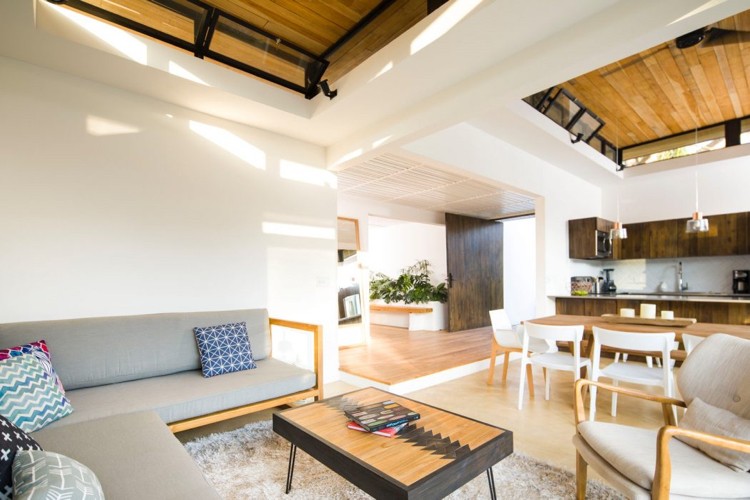 boutique hotel bungalov obývacia izba otvorená kuchyňa