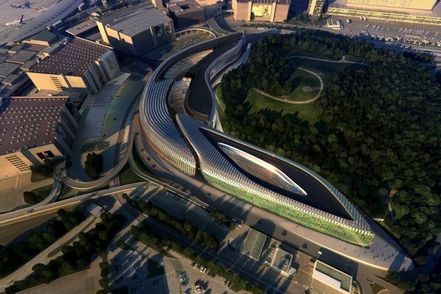 Letisko Zurich Kloten Švajčiarsko Letisko Terminál Architecture-Zaha Hadid