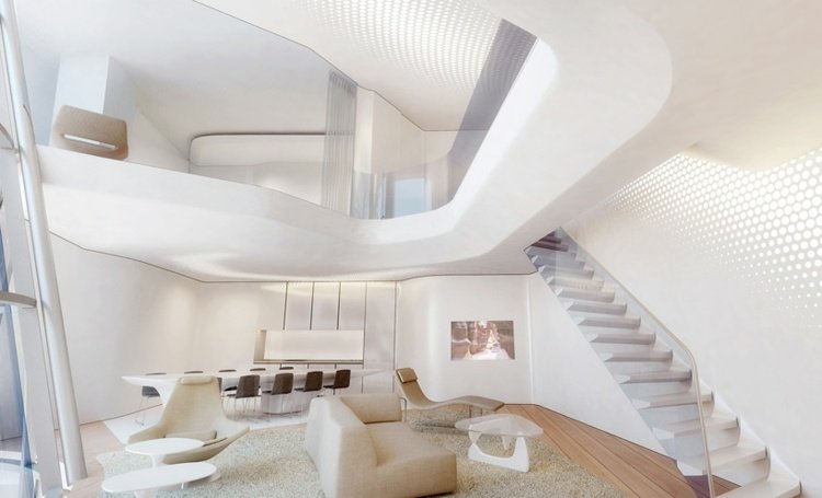 Zaha Hadid Buildings opus-office-tower-dubai-apartment-white-interiér-schody