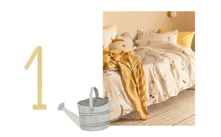 Detská posteľná bielizeň s číslami a motívmi farmy