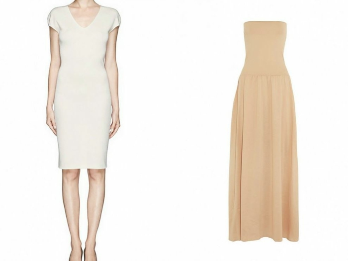 svetlé pastelové tóny jednoduché klasické modely Béžová-alebo-biela-ako-paleta-družička-móda