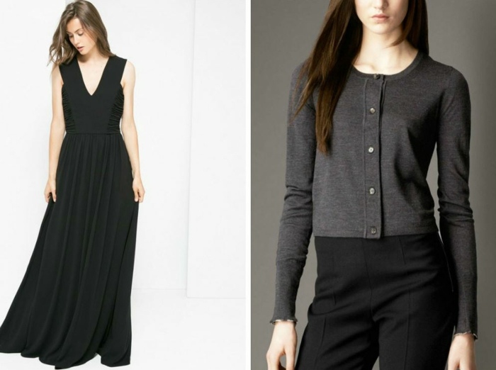 Blejzre a vesty dlhé čierne šaty čierne látky-vzhľad-štýlové