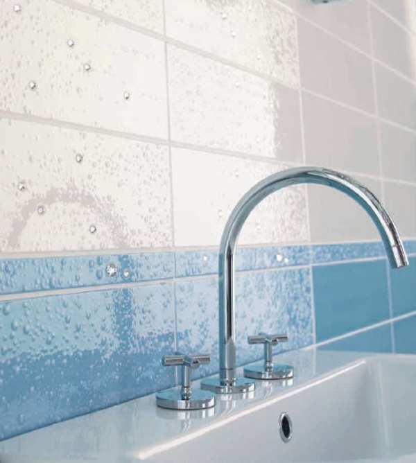 Dlaždice s kryštálmi swarovski alfa ceramiche modrá