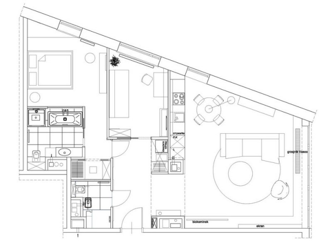 moderný byt Gdynia Poľsko pôdorys msww