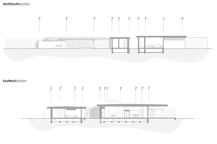 Prierezový plán domu architekta moderný pôdorys domu s plochou strechou
