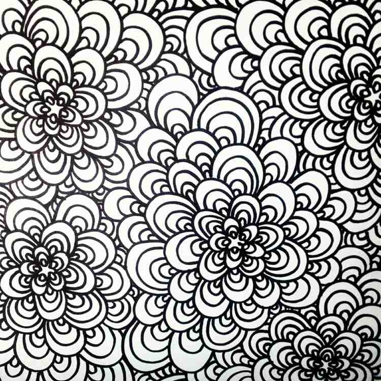 Efektívna šablóna na vyfarbenie alebo prelakovanie šablóny zentangle morské kvety-záhon-kvet-dizajn-farby