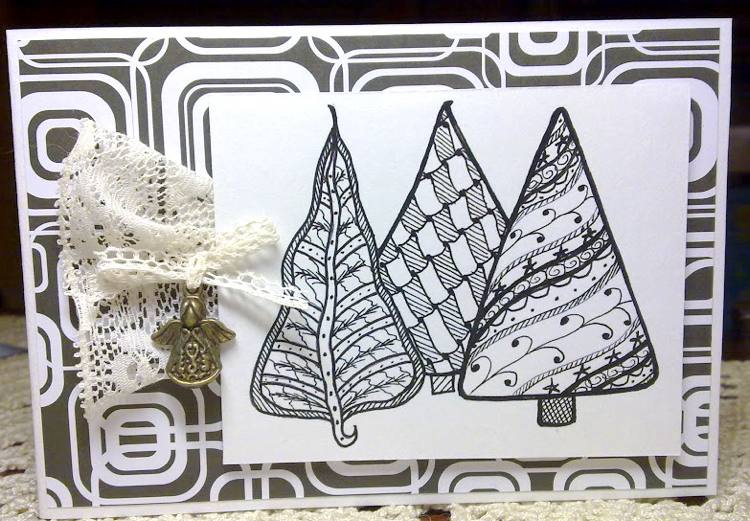 Šablóny Zentangle Vianočné pohľadnice Vianočné pohľadnice