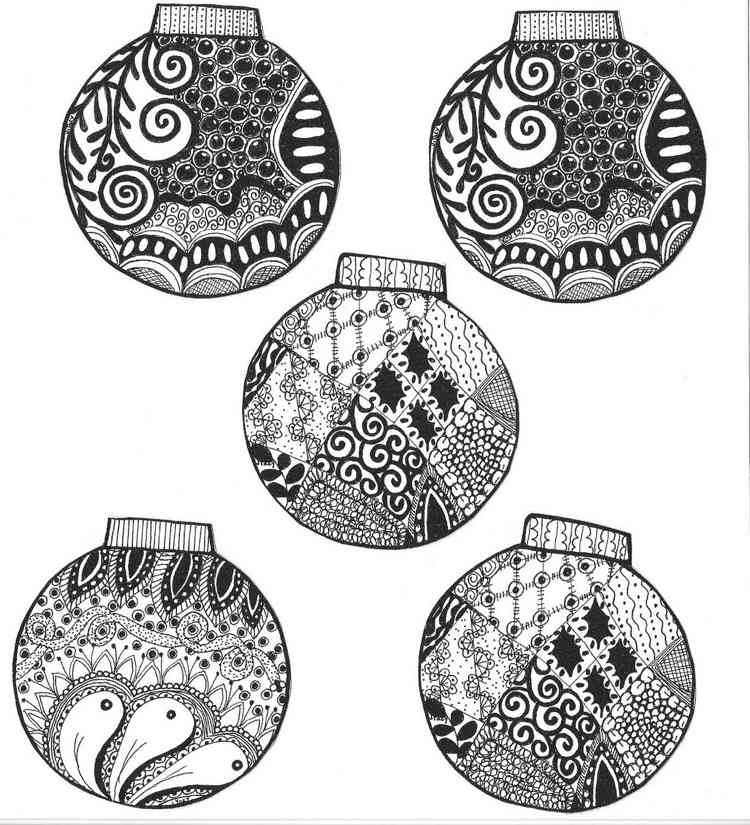 Vianočné gule Zentangle vianočné ozdoby na stromček zadarmo
