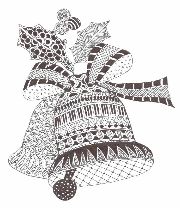 Šablóny vianočných motívov Zentangle GLocken Christmas