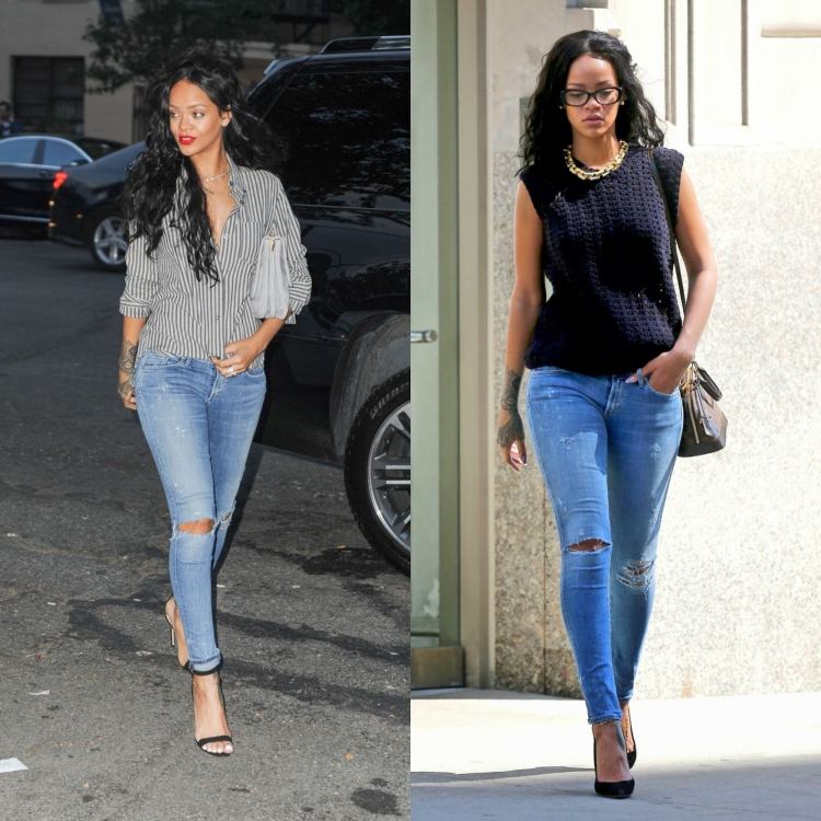 ripped-jeans-outfit-rihanna-tričko-kombinované