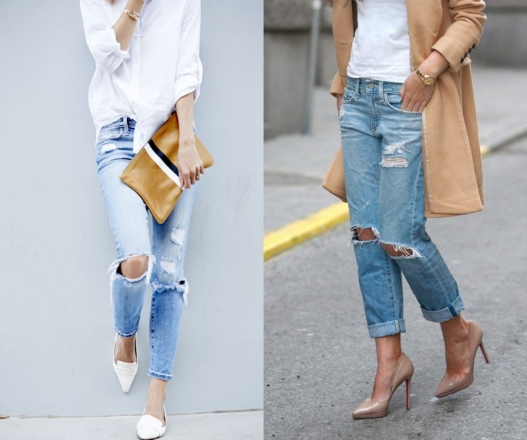 Ripped jeans outfit-leto-jar-bielo-béžová
