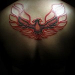 tűz madár vissza tetoválás férfiaknak