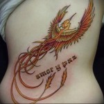 tűzmadár tetoválás és betűk lányoknak