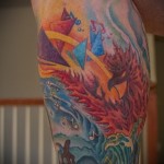 tűz madár tetoválás az ember lábának alján