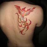 tűz madár tetoválás a jobb lapockán