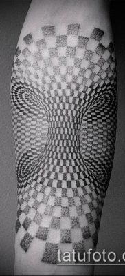 geometriai tetoválás №310 - a minta exkluzív változata, amely sikeresen használható felülvizsgálatra és alkalmazásra tetoválásként geometriai stílusban