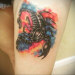 Photo of a colored scorpion tattoo 01/16/2021 №0024 -color tattoo scorpion-