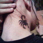 Photo Scorpion tattoo on neck 01/16/2021 №0034 -scorpion tattoo on neck-
