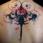 Photo of a scorpion tattoo on the back 01/16/2021 №0032 -scorpion back tattoo-