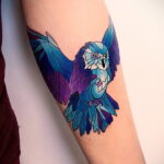 وشم رسم أنثى مع بومة 15.02.2021 №0076 - وشم بومة للبنات -