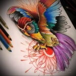 رسم ملون للوشم مع بومة 02/15/2021 №0300 - لون وشم البومة -