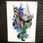 رسم ملون للوشم مع بومة 02/15/2021 №0296 - لون وشم البومة -