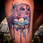 رسم ملون للوشم مع بومة 02/15/2021 №0287 - لون وشم البومة -