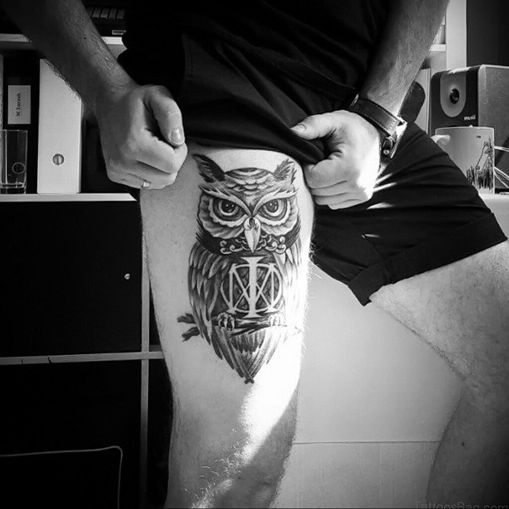 وشم رسم ذكر مع مثال بومة 15.02.2021 №0127 - رجال وشم البومة -