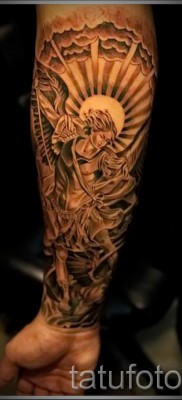 Снимка на татуировка Архангел Михаил - ръкав на предмишницата и китката