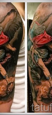 Снимка на татуировка Архангел Михаил - красива цветна татуировка за човек