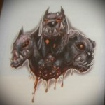 véres cerberus - rajz tetováláshoz