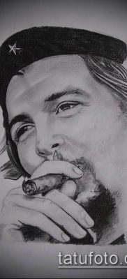 CHE GEVAR'S TATTOO № 205 - a rajz exkluzív változata, amely sikeresen használható átalakítására és tetoválásként történő alkalmazására Che Guevara