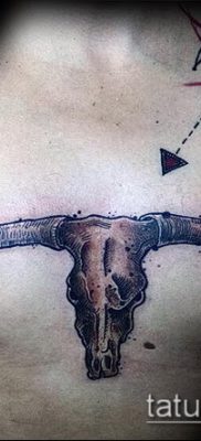 bika koponya tetoválás fotó (érték) - példa egy érdekes tetoválási rajzra - 049
