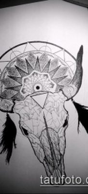 bika koponya tetoválás fotó (érték) - példa egy érdekes tetoválási rajzra - 048