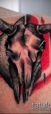 bika koponya tetoválás fotó (érték) - példa egy érdekes tetoválási rajzra - 044