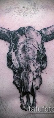 bika koponya tetoválás fotó (érték) - példa egy érdekes tetoválási rajzra - 039