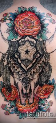 bika koponya tetoválás fotó (érték) - példa egy érdekes tetoválási rajzra - 035