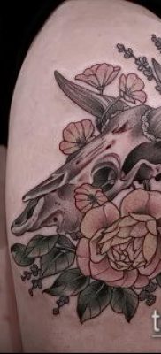 bika koponya tetoválás fotó (érték) - példa egy érdekes tetoválási rajzra - 034