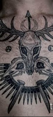 bika koponya tetoválás fotó (érték) - példa egy érdekes tetoválási rajzra - 032