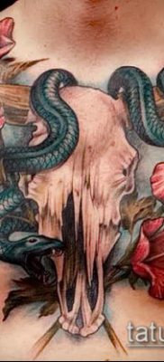 bika koponya tetoválás fotó (érték) - példa egy érdekes tetoválási rajzra - 027