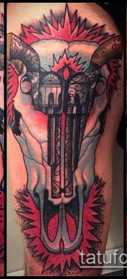 bika koponya tetoválás fotó (érték) - példa egy érdekes tetoválási rajzra - 022